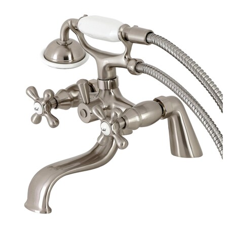 Kingston Brass KS227SN Deck Mount Clawfoot Tub Faucet with Hand Shower, Brushed Nickel KS227SN